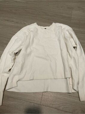 Free People Cozy White Crewneck Sweater